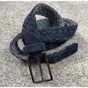 Luca Faloni Belt Mens 105 2XL Suede Woven Navy Leather Italy Designer Preppy